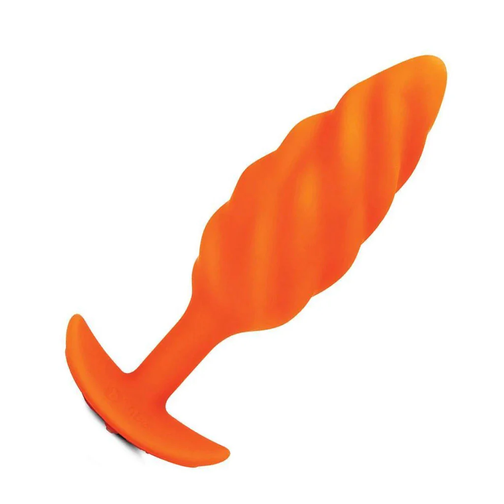 b-Vibe Texture Butt Plug Swirl, Orange, Medium