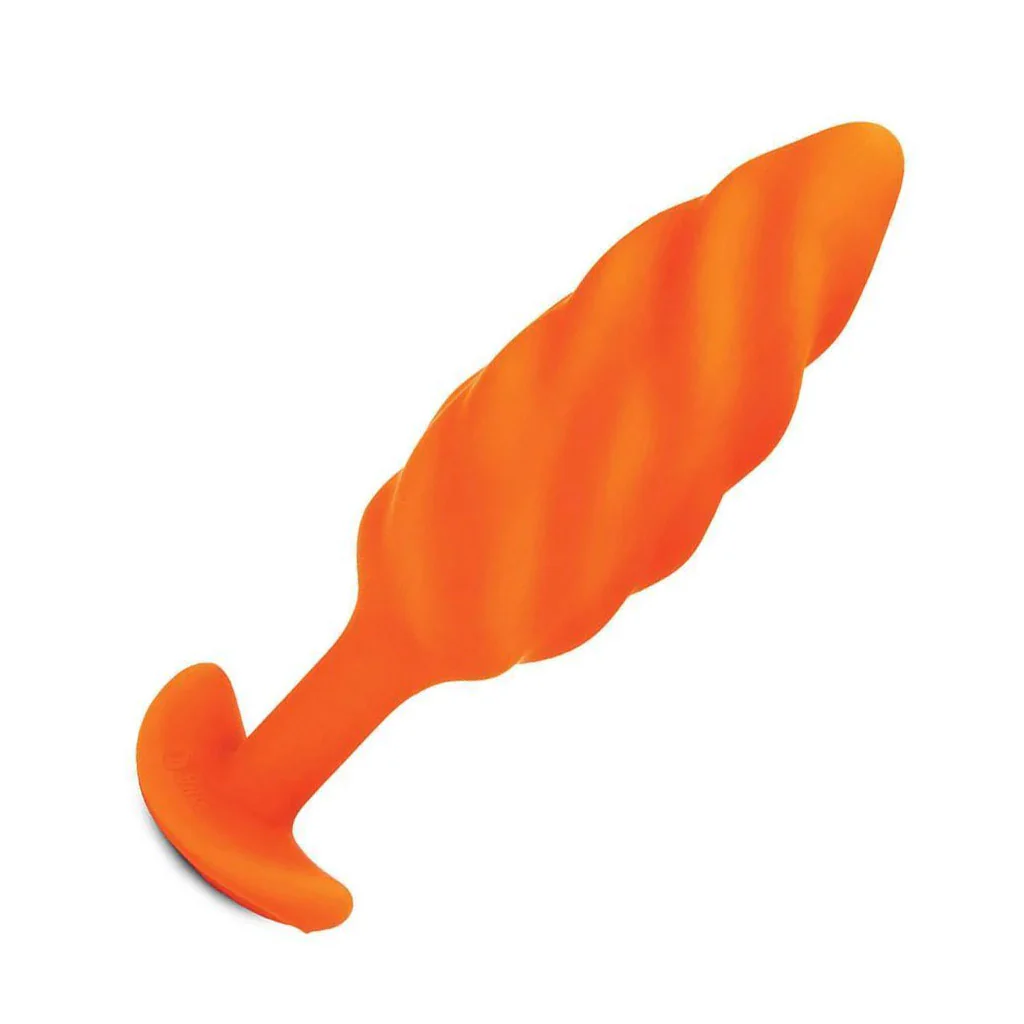 b-Vibe Texture Butt Plug Swirl, Orange, Medium - Image 3
