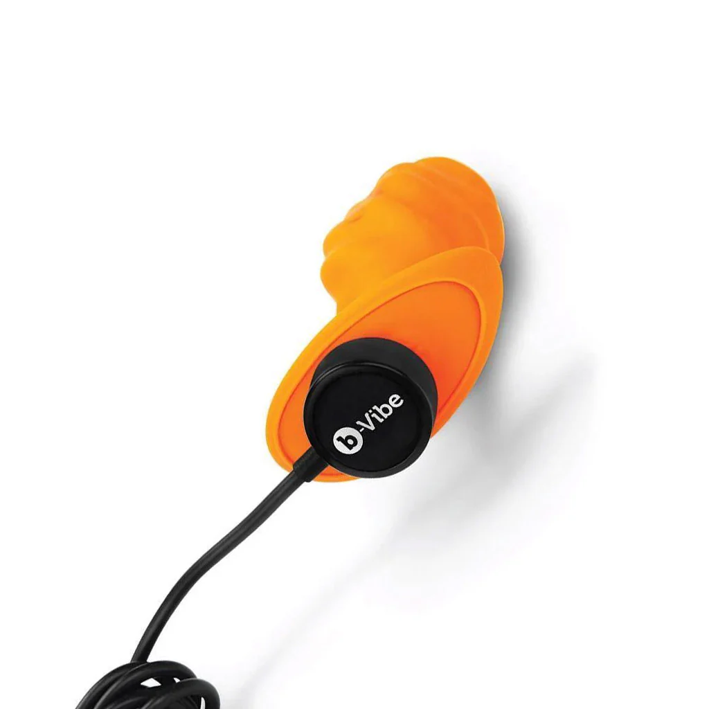b-Vibe Texture Butt Plug Swirl, Orange, Medium - Image 4