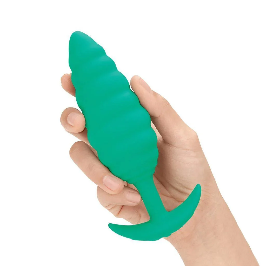 b-Vibe Texture Butt Plug Twist, Green, Large - Image 2