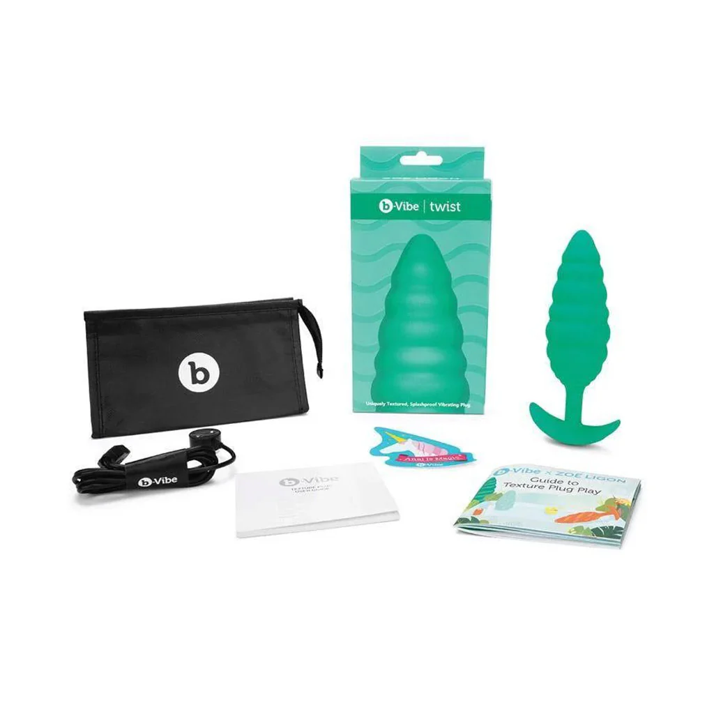 b-Vibe Texture Butt Plug Twist, Green, Large - Image 5