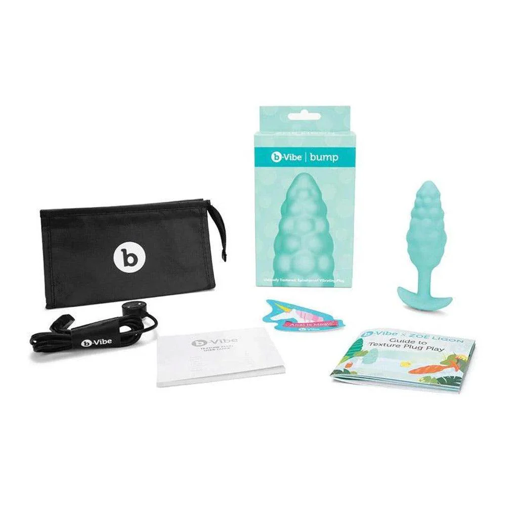 b-Vibe Texture Butt Plug Bump, Aqua, Small - Image 5