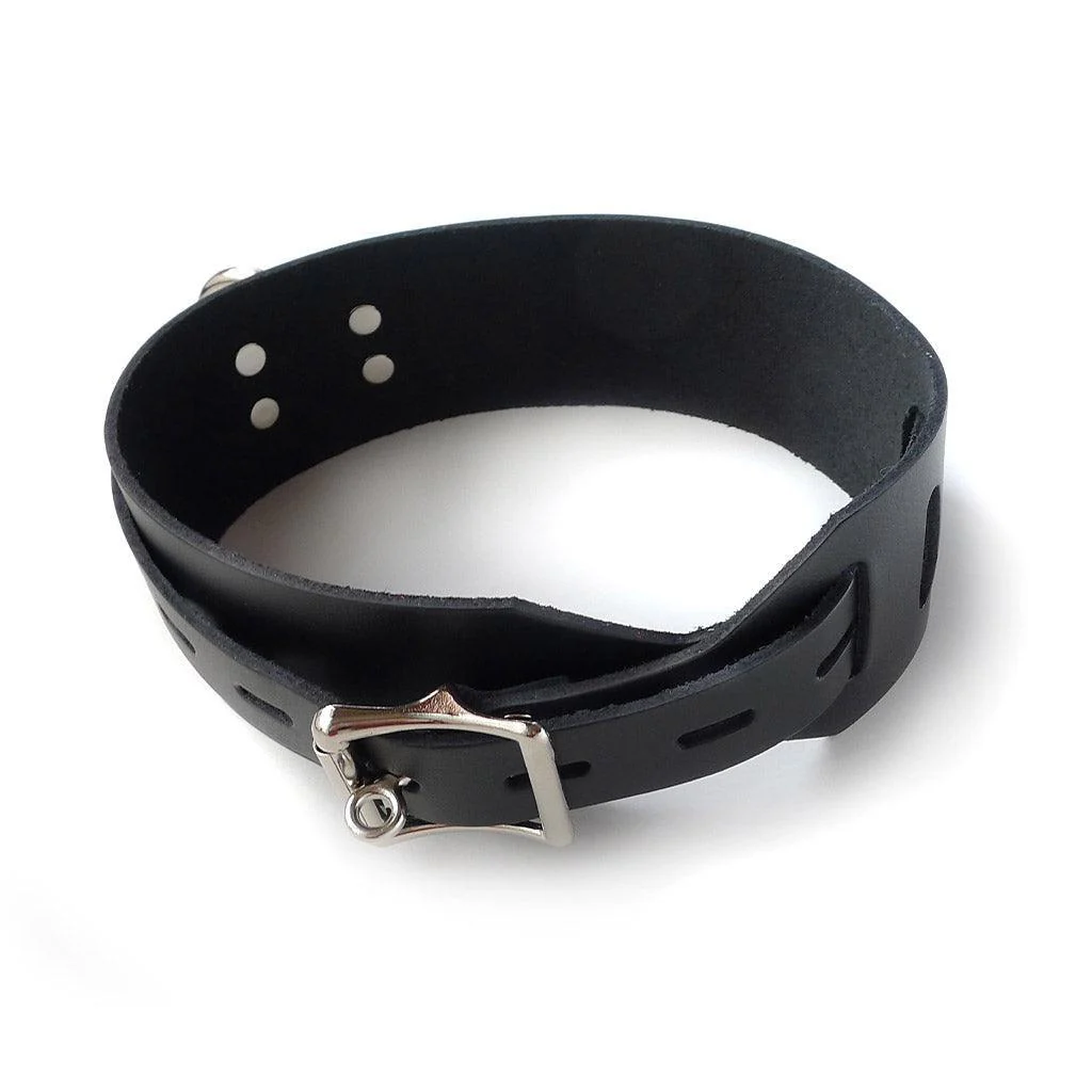 Black Buckling Leather Collar - Image 3