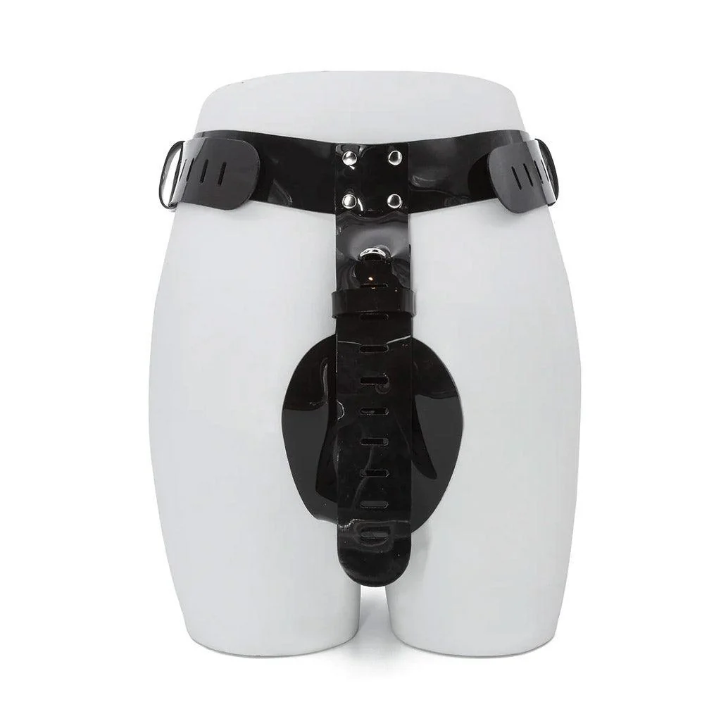 Black PVC Deluxe Female Chastity Belt - Image 2