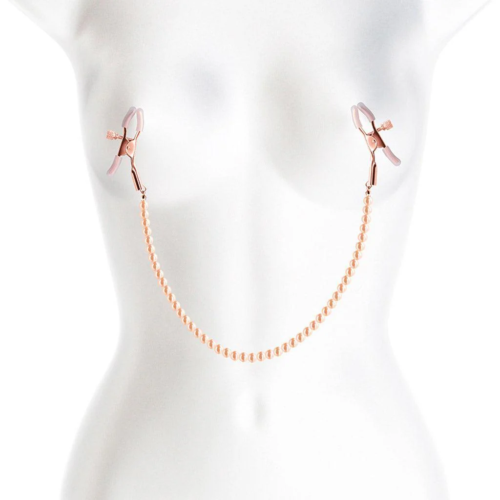 Bound Pearl Nipple Clamps, Rose Gold - Image 2
