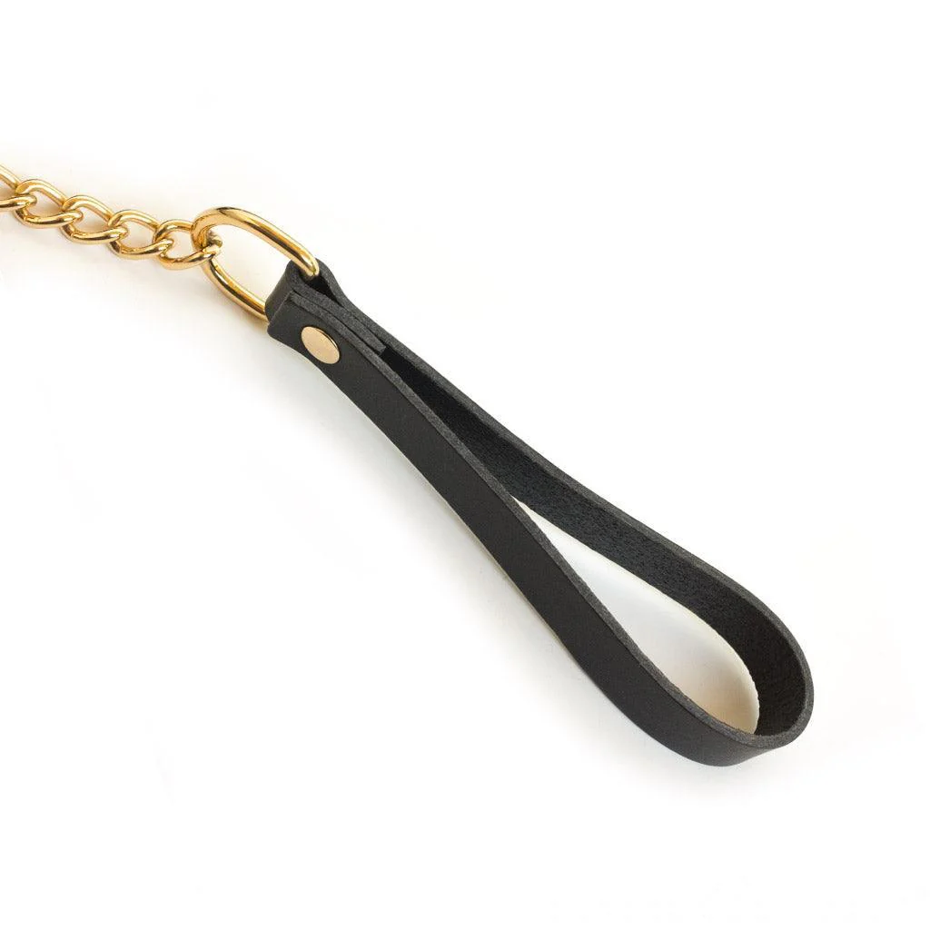 Brown Leather Collar & Leash with Gold Accent Hardware - Image 6