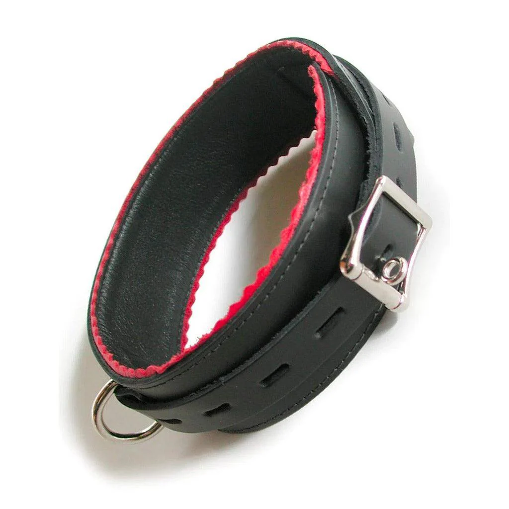 Leather Collar with Red Scalloped Edges - Image 2