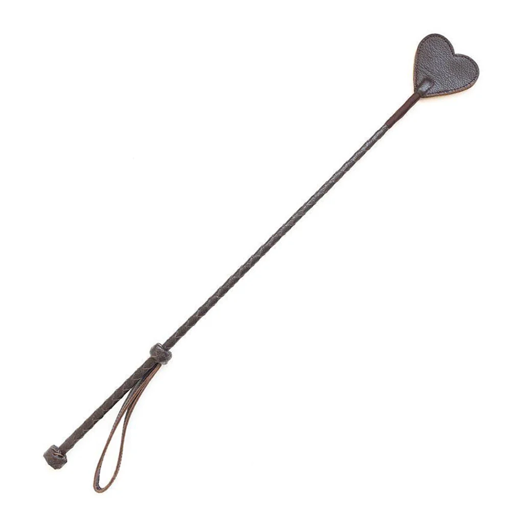 Brown Leather Heart Crop, 23.5" - Image 2