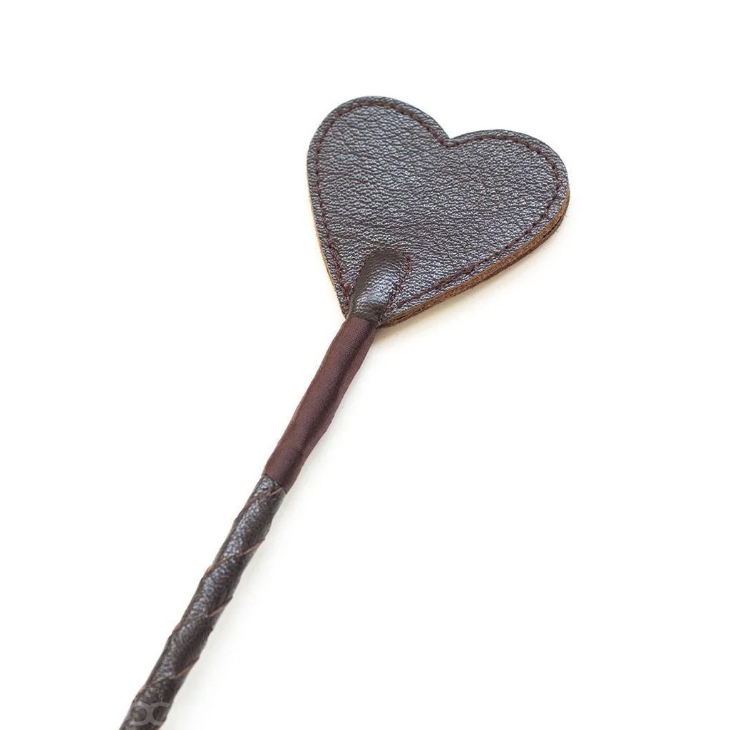 Brown Leather Heart Crop, 23.5" - Image 3