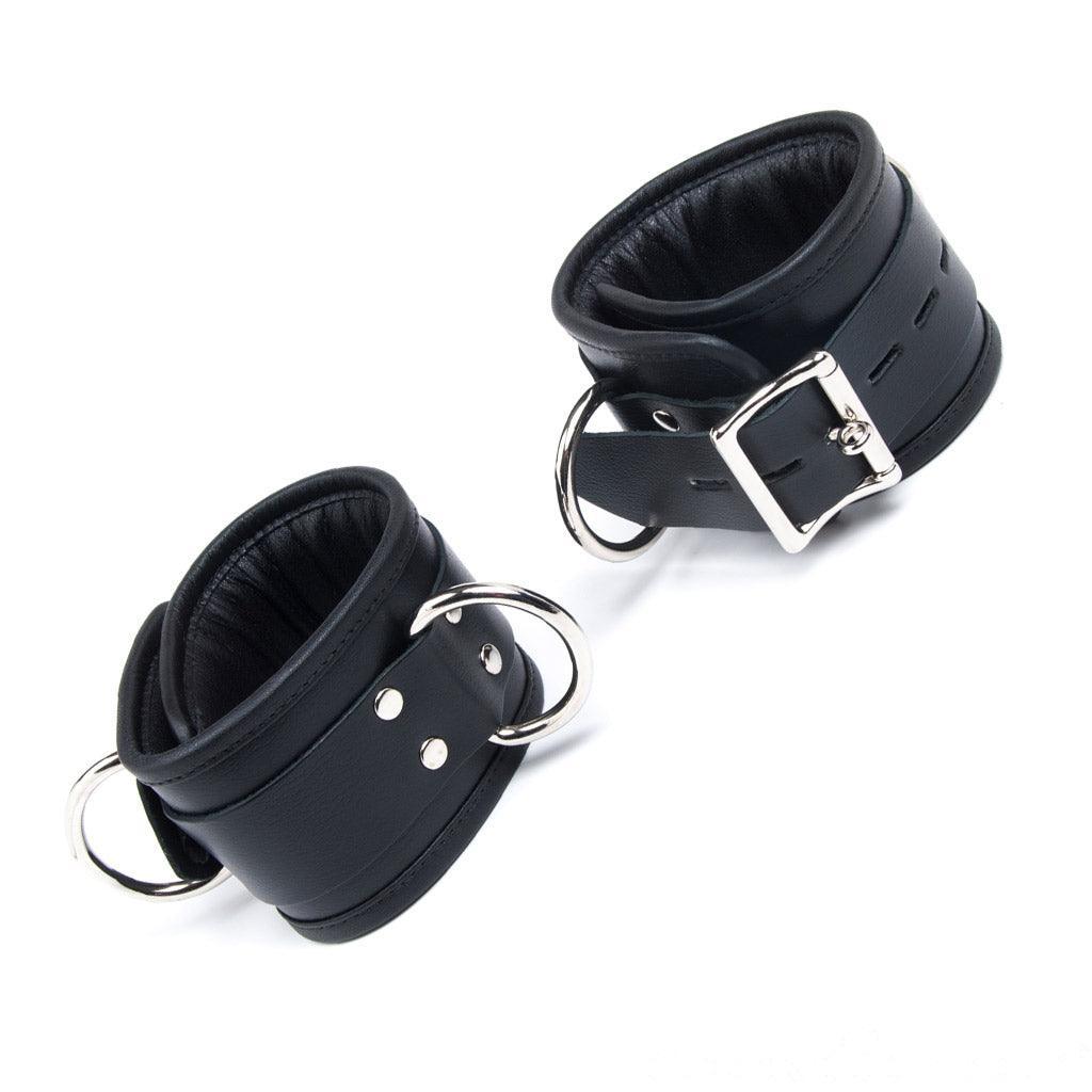Deluxe Padded Leather Ankle Restraints w/ D Rings
