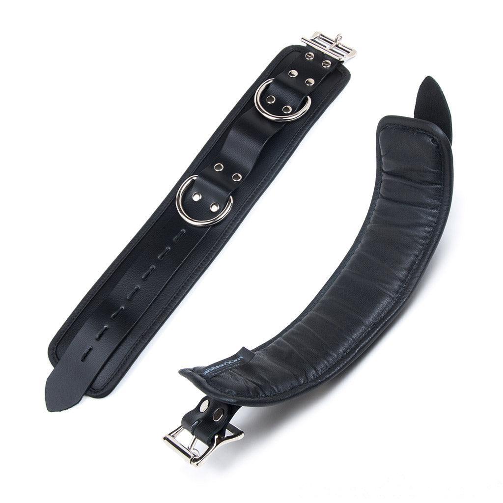 Deluxe Padded Leather Wrist Restraints w/ D Rings, Black - Image 2