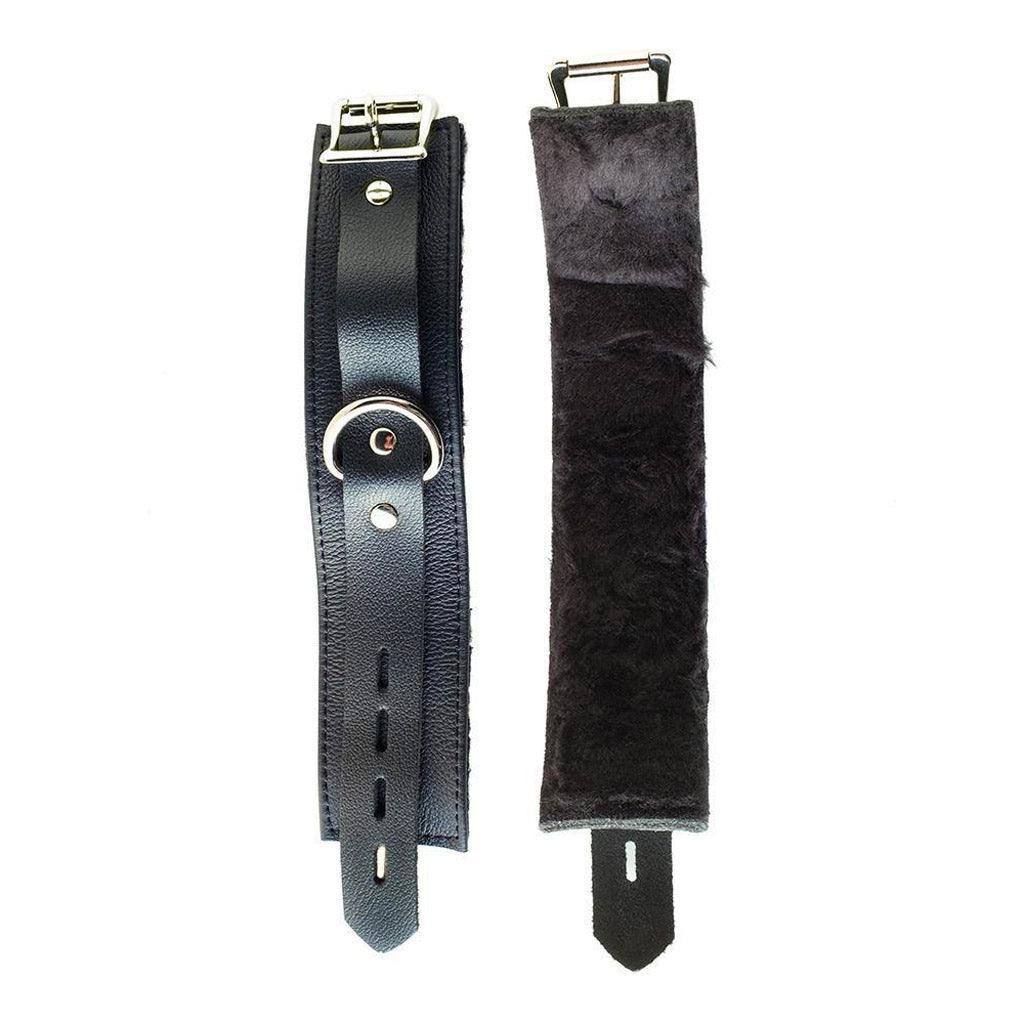 Fleece Lined Garment Leather Wrist Cuffs, Black - Image 2
