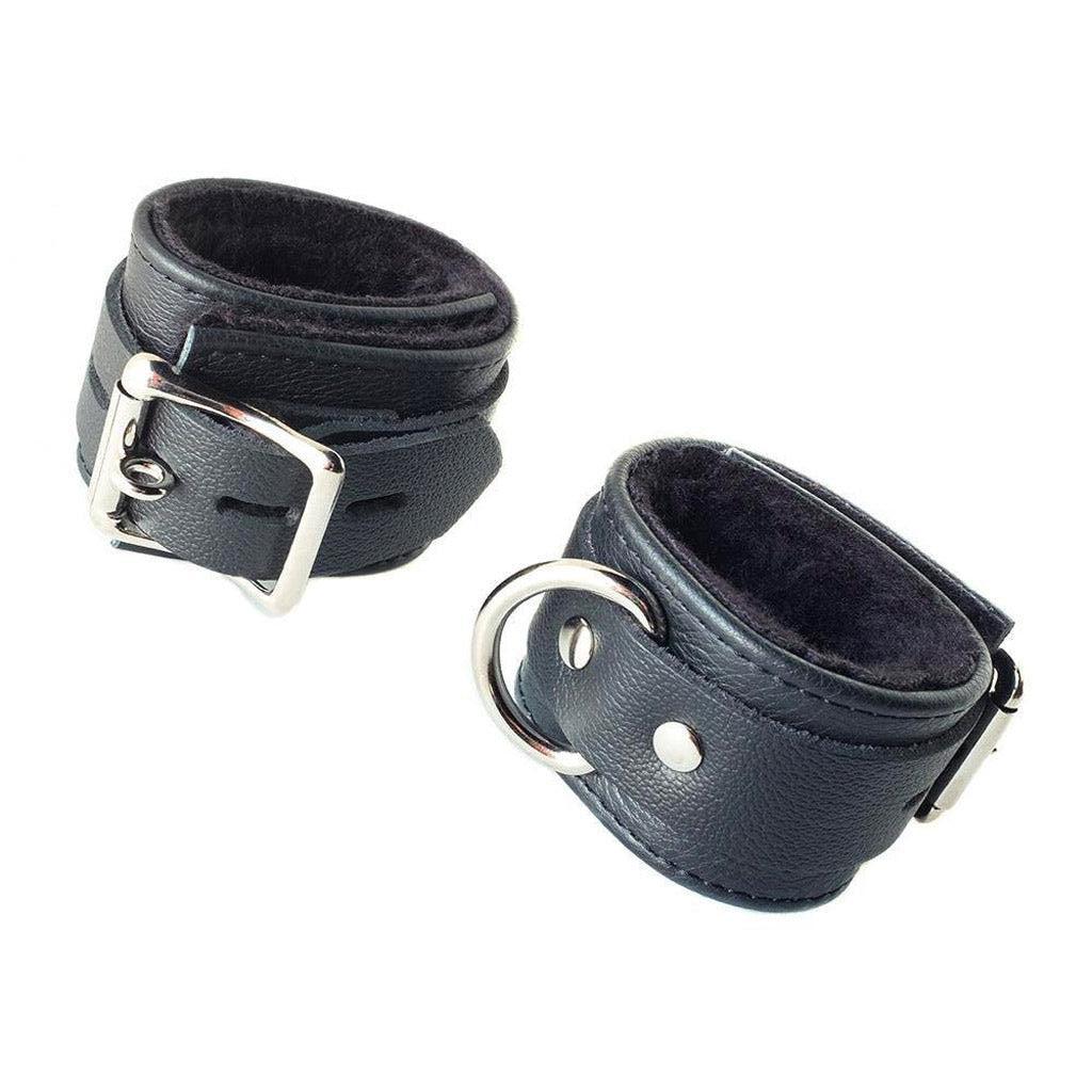 Fleece Lined Garment Leather Wrist Cuffs, Black - Image 4