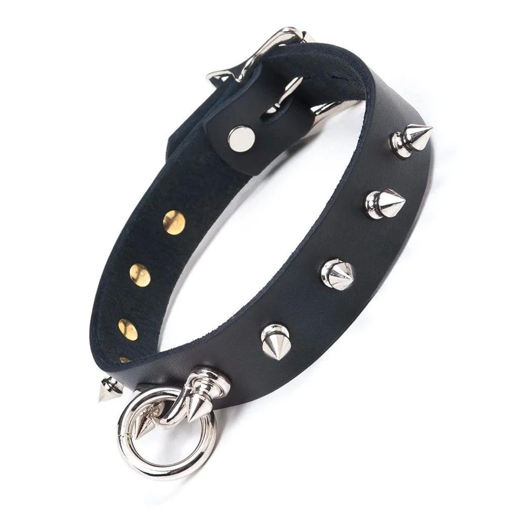 Leather Collar with Spikes - Image 2