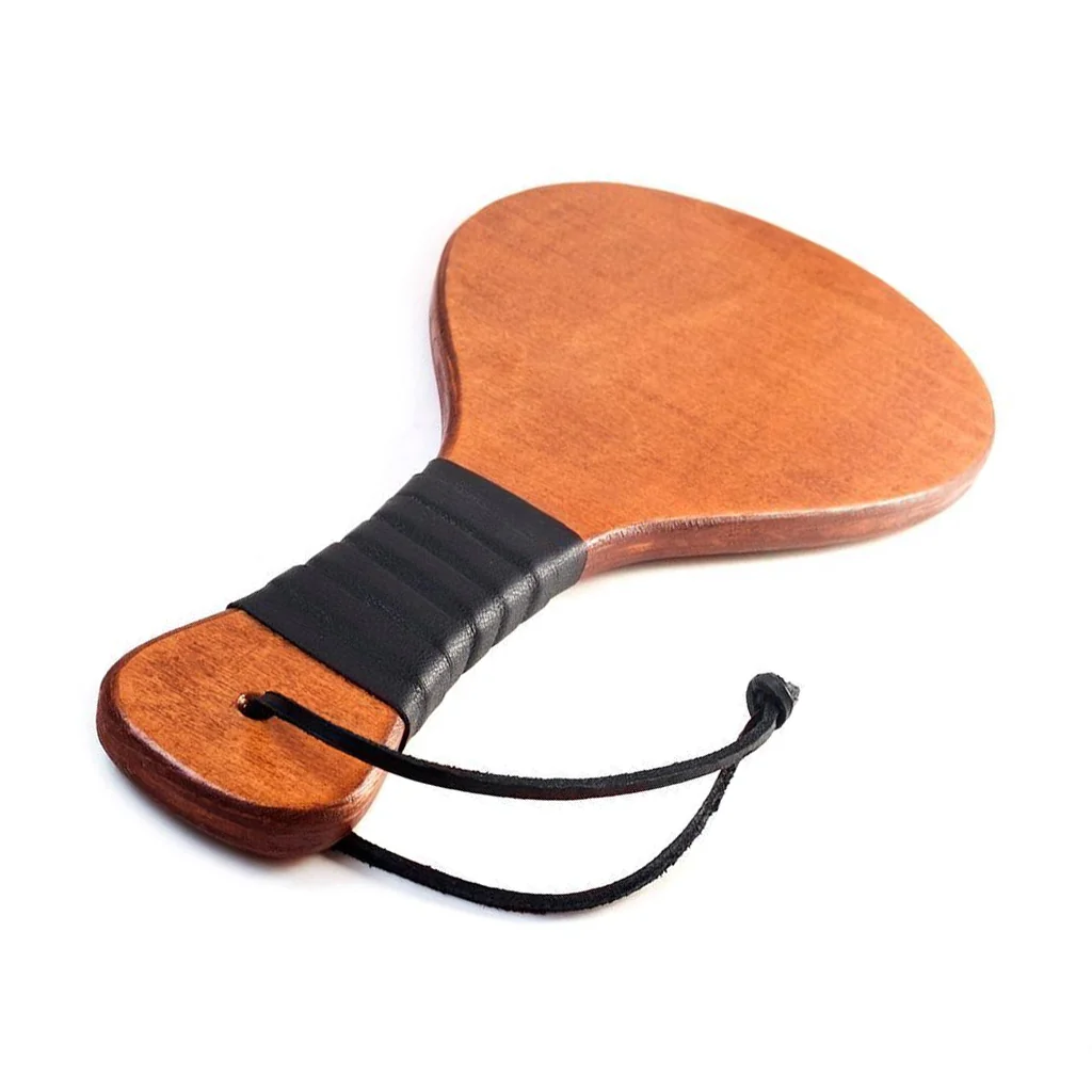 Leather Wrapped Round Wood Spanking Paddle - Image 2