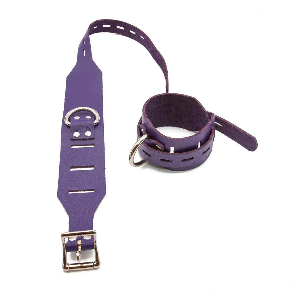 Locking/Buckling Leather Bondage Restraints, Purple - Image 3