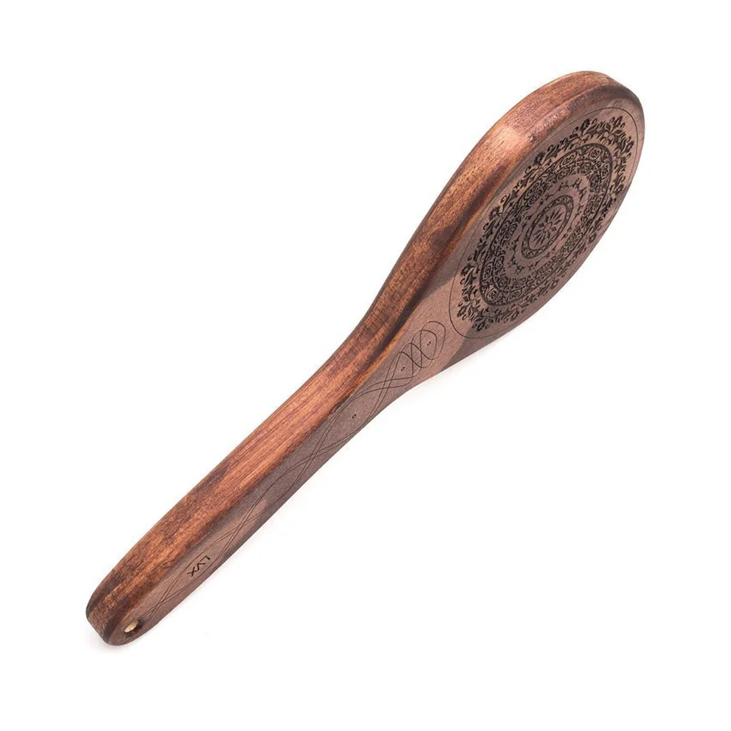 Floral Engraved Wood Spanking Paddle - Image 3