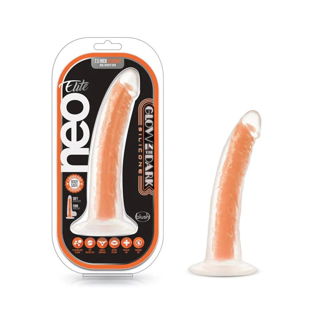 Neo Elite Glow in the Dark Realistic Silicone Dildo, 7.5" - Image 3