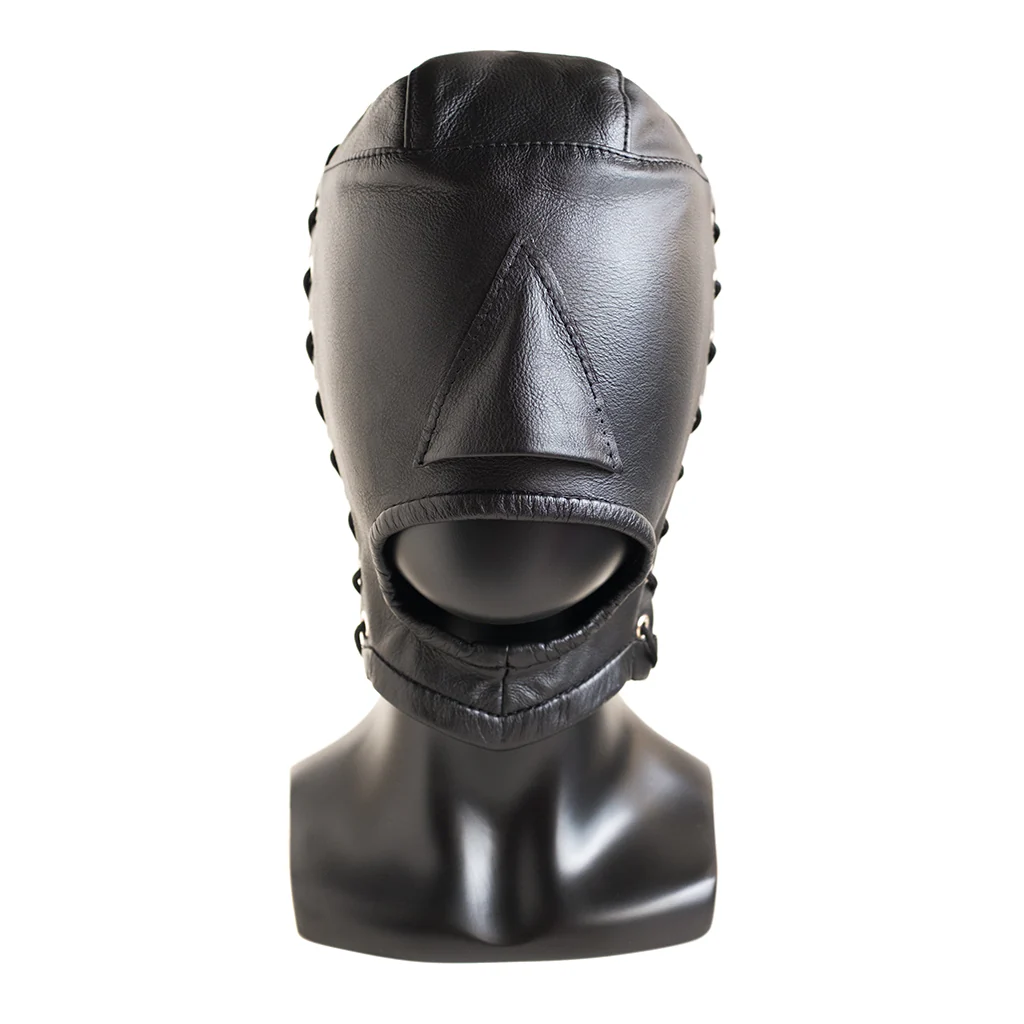 Open Mouth Leather Bondage Hood - Image 2
