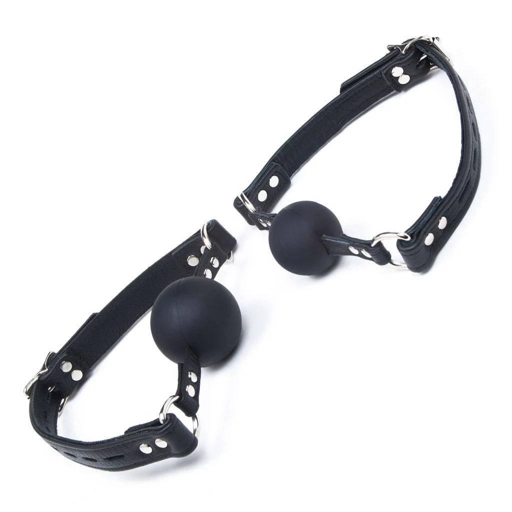Premium Garment Leather Silicone Ball Gag - Image 3