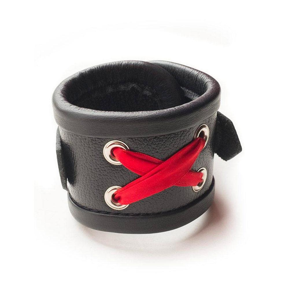 Red Laced Leather Wrist Cuffs - Image 5