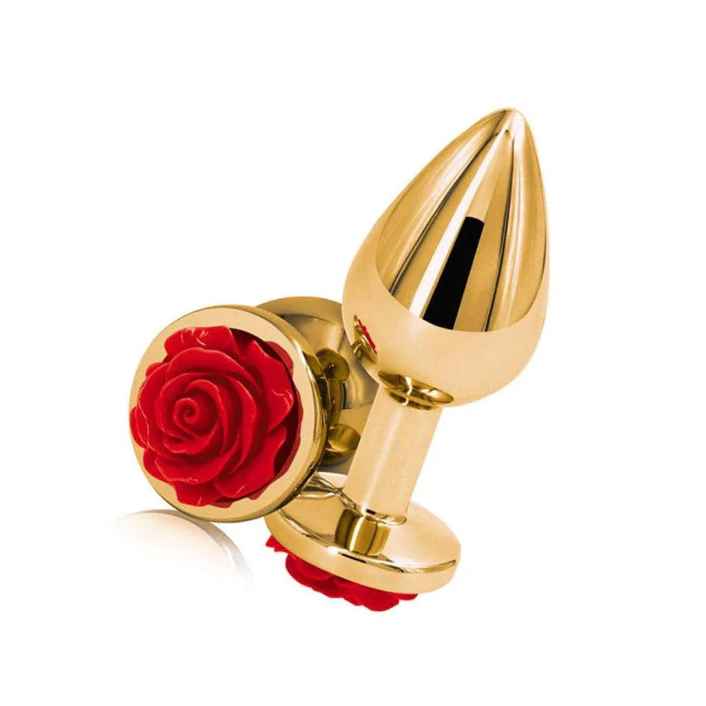 Red Rose Butt Plug, Gold