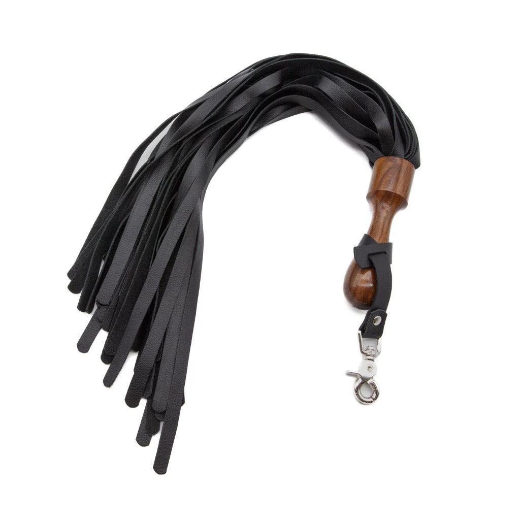 Sissoo Rosewood Short Round Handle Leather Flogger - Image 4