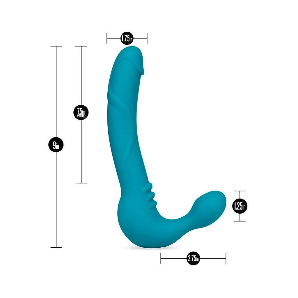 Temptasia Luna Strapless Vibrating Silicone Dildo, Teal - Image 3