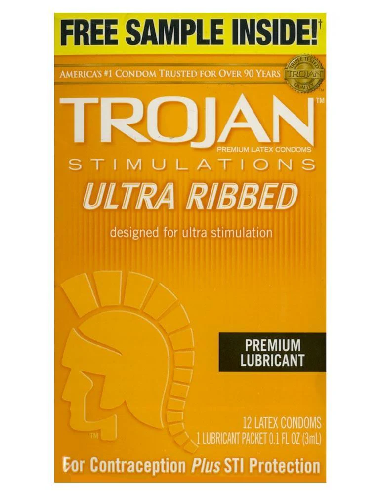 Trojan Ribbed Condoms, 12 Pk